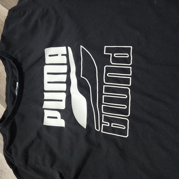 PUMA Black and White Logo  Short Sleeve T SHIRT Size 14/16 - Picture 2 of 3